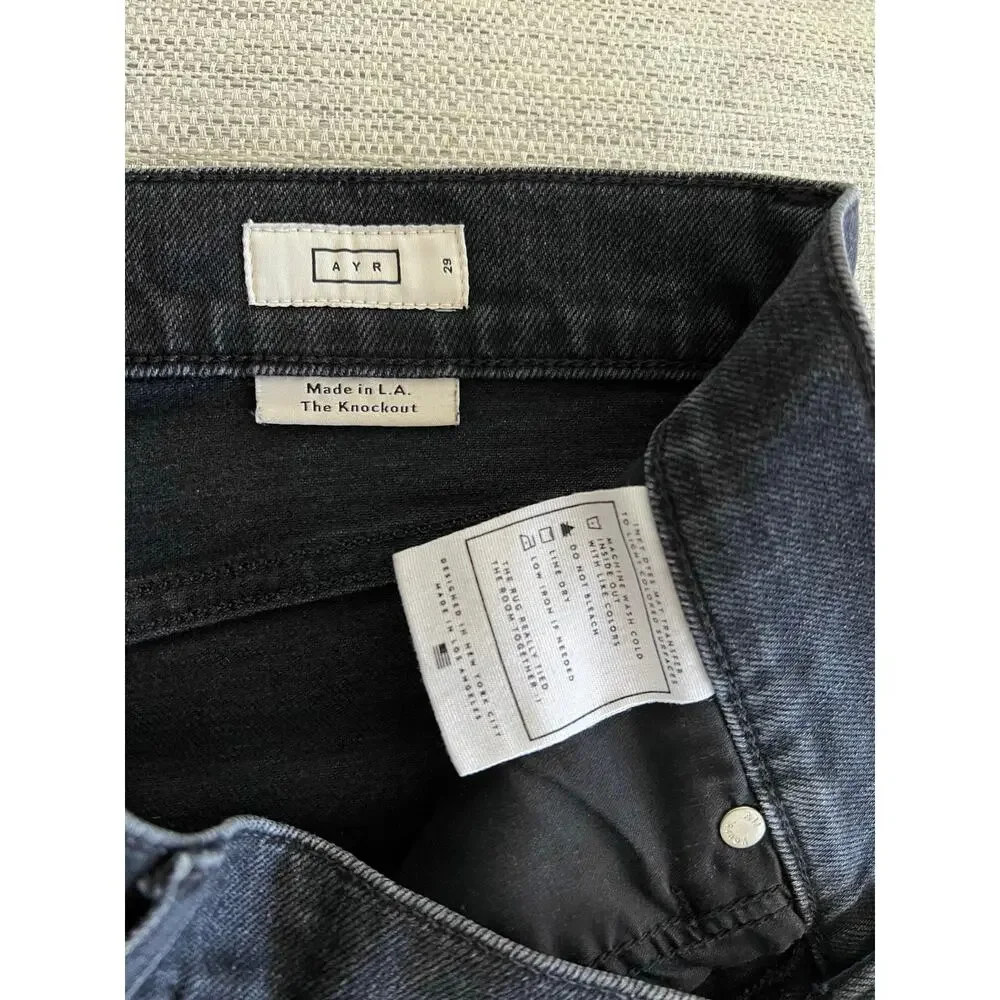 AYR The Knockout Barrel Leg Jean 29 Black Film Noir Denim Women's Jeans - Picture 5 of 8